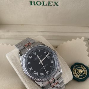 Rolex Dames Zwart Steentjes 36mm