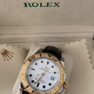 Rolex Yachtmaaster Bicolor Wit Leerband