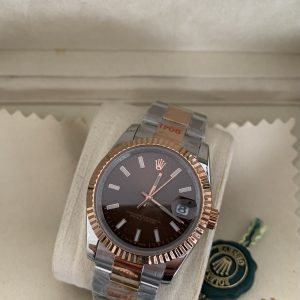 Rolex Dames bicolor Chocolate blokband